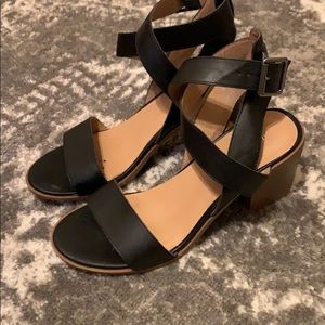 Black strap short heel